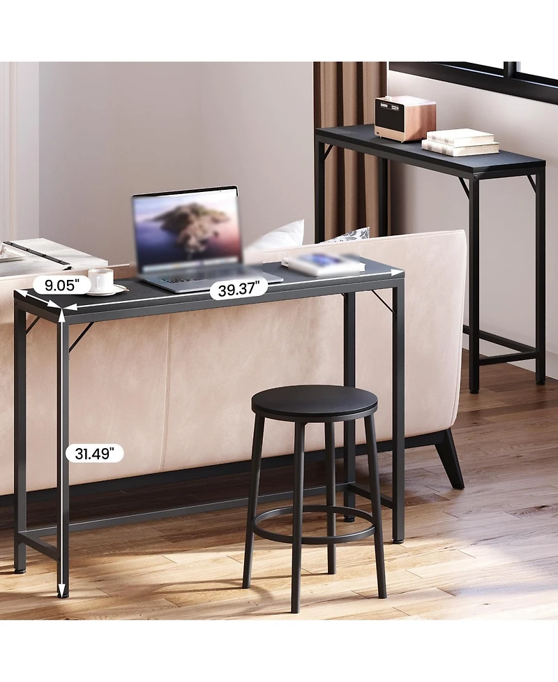 gaomon Farmhouse Console Tables with Power Outlet, 39.4" Entryway Table with Adjustable Feet, Behind Couch Table for Living Room, Entryway, Foyer