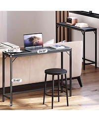 gaomon Farmhouse Console Tables with Power Outlet, 39.4" Entryway Table with Adjustable Feet, Behind Couch Table for Living Room, Entryway, Foyer