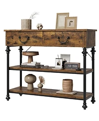 gaomon Console Table with Drawers, Sofa Tables Narrow Entryway Table with Storage, 39.4" Behind Couch Table Industrial Hallway Table Home Furniture fo