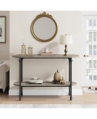 gaomon Narrow Entryway Table, 2 Tier Industrial Console Table with Storage Shelf, Thin Behind Couch Table, Farmhouse Skinny Sofa Table for Hallway, En