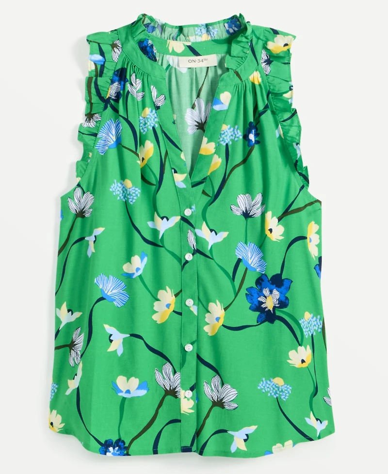 On 34th Women's Ruffled V-Neck Sleeveless Top