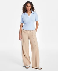 On 34th Women's Elbow-Sleeve Ribbed Polo Top, Exclusively at Macy's