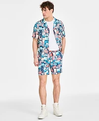 Original Penguin Men's Slim-Fit Tropical-Print Button-Down Camp Shirt