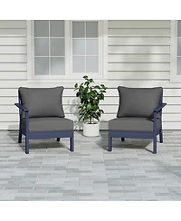 WestinTrends Outdoor Patio Hdpe Navy Blue Loveseat Sofa with Patio Cushions
