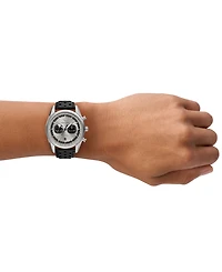 Emporio Armani Men's Chronograph Black Leather Strap Watch 42mm