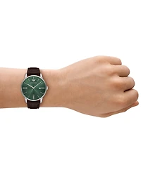 Emporio Armani Men's Brown Leather Strap Watch 39mm