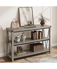 gaomon Farmhouse Entryway Table,47 Inch Narrow Long Console Table with Storage, 3 Tier Wood Console Table for Living Room, Farmhouse Sofa Tables Behin