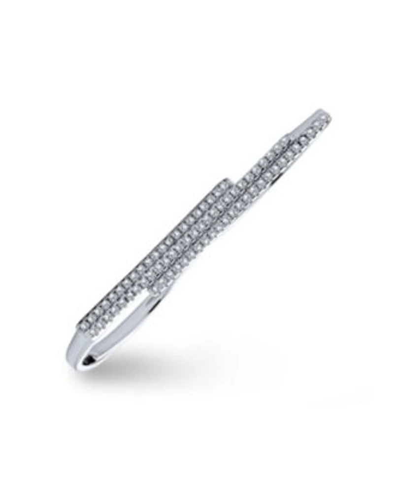 Bling Jewelry Boho Cubic Zirconia Cocktail Statement Ring In Sterling Silver Double Sideway Bar Design