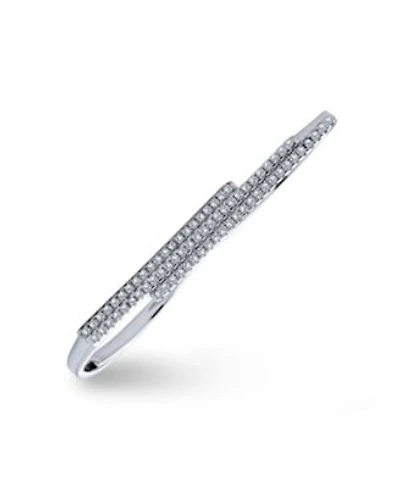 Bling Jewelry Boho Cubic Zirconia Cocktail Statement Ring In Sterling Silver Double Sideway Bar Design