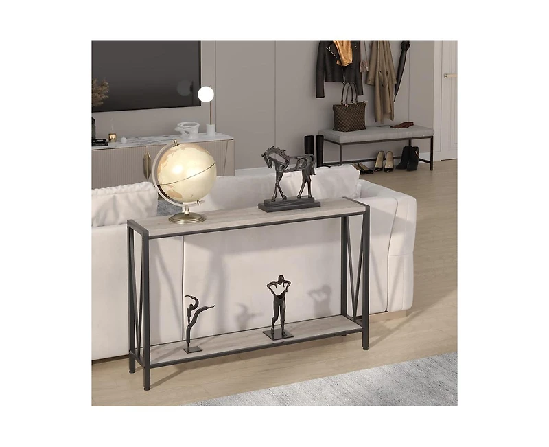 gaomon Console Table, 43.0" Entryway Table with Storage, Industrial Sofa Table with V Design