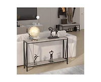 gaomon Console Table, 43.0" Entryway Table with Storage, Industrial Sofa Table with V Design