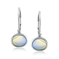 Bling Jewelry Simple Bezel Set Dangle Earrings with Amber Jade Moonstone Onyx
