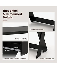 Gouun Small Computer Desk with Storage Drawer