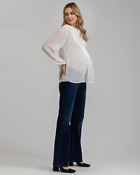 Pietro Brunelli Maternity Slim Fit Hi-Rise Flare Jeans with Elastic Waistband