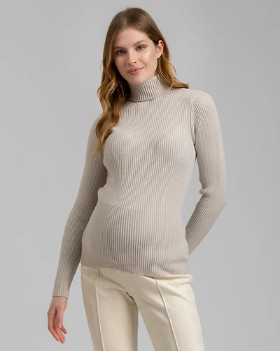 Maternity Long Sleeve Turtleneck Rib Knit Jumper Aurora