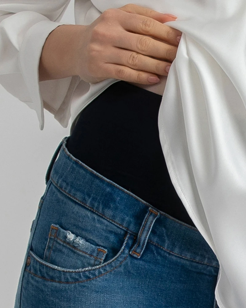 Maternity High-Waisted Elastic Band & Straight-Leg Jeans