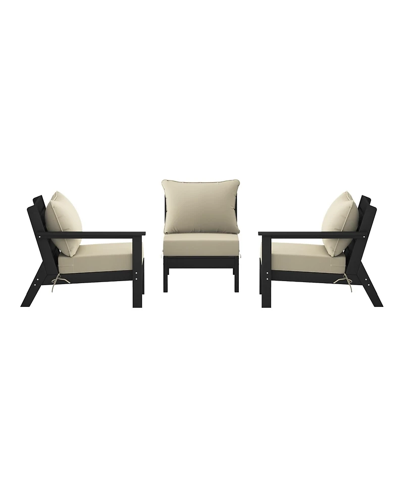 Outdoor Patio Hdpe Black Sectional Sofa with Cushions