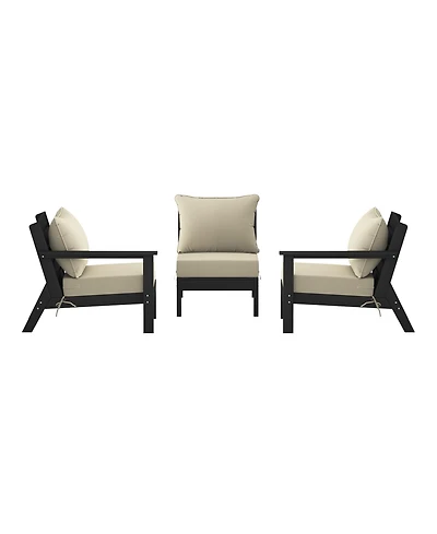 Outdoor Patio Hdpe Black Sectional Sofa with Cushions