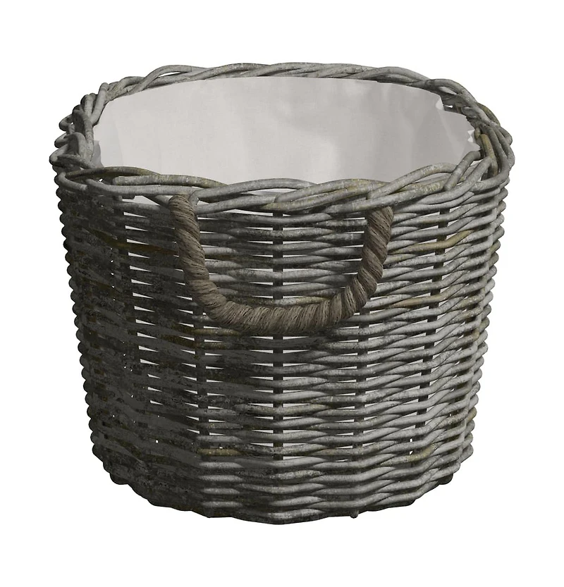 Firewood Basket with Carrying Handles 23.6"x15.7"x11" Gray Willow