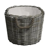 Firewood Basket with Carrying Handles 23.6"x15.7"x11" Gray Willow