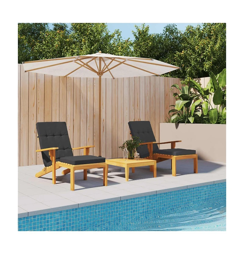 Deck Chair Cushions 2 pcs Black Oxford Fabric