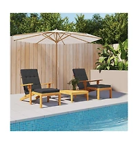 Deck Chair Cushions 2 pcs Black Oxford Fabric