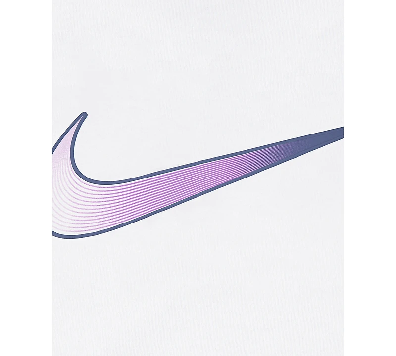 Nike Little Girls Swoosh Motion Graphic Boxy Crewneck T-Shirt