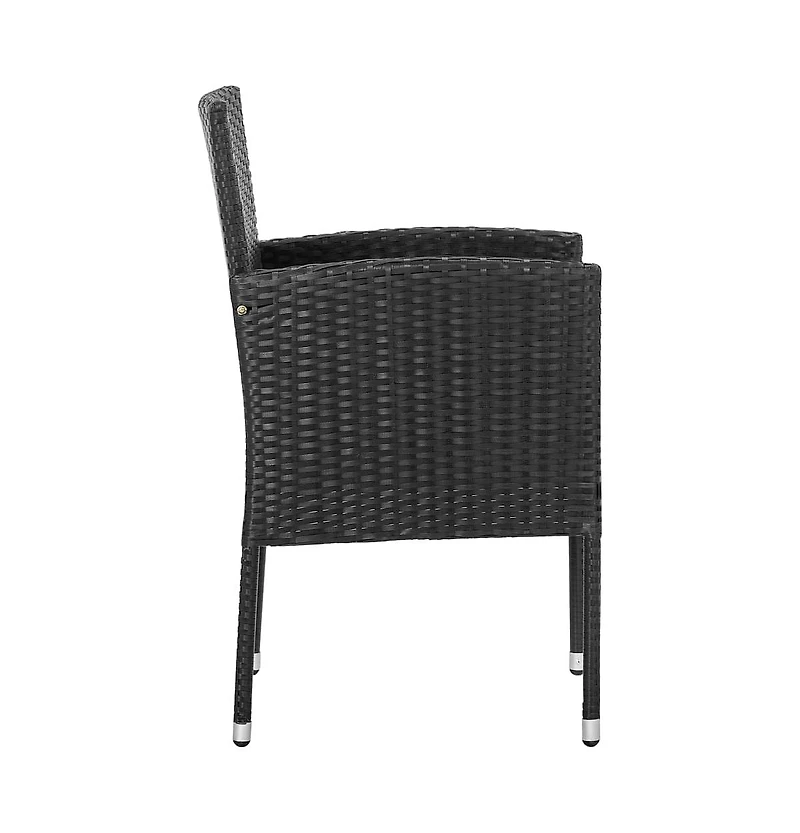 Patio Chairs with Black Cushions 4 pcs Black Poly Rattan