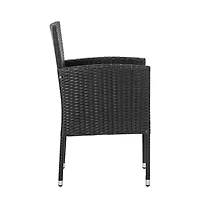 Patio Chairs with Black Cushions 4 pcs Black Poly Rattan