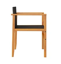 Patio Chairs 2 pcs Black Poly Rattan&Solid Wood