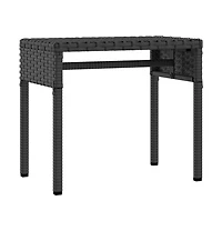 Sun Lounger with Canopy and Table Black Poly Rattan