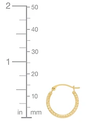 Polished Ribbed Textured Extra Small Hoop Earrings in 10k Gold, 15mm
