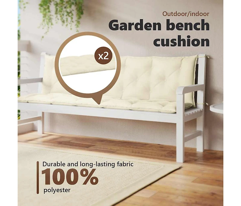 Garden Bench Cushion Cream White 70.9"x(19.7"+19.7")x2.8" Oxford Fabric