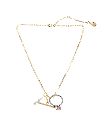 Steve Madden Punk Romance Faux Cultivated Pearl Ring Charm Necklace
