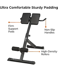 LifePro Adjustable Hyperextension Bench for Glutes, Hamstrings, and Lower Back - Foldable Home Gym Equipment