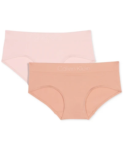 Calvin Klein Big Girls Seamless Embossed Hipster Underwear, Pack of 2