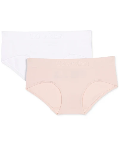 Calvin Klein Big Girls Seamless Embossed Hipster Underwear, Pack of 2