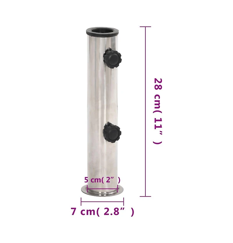 Parasol Base for 1.5"/1.9" Pole Silver Stainless Steel