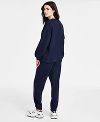 Madden Girl Juniors Patch Crewneck Fleece Sweatshirt Patchwork Fleece Jogger Sweatpants