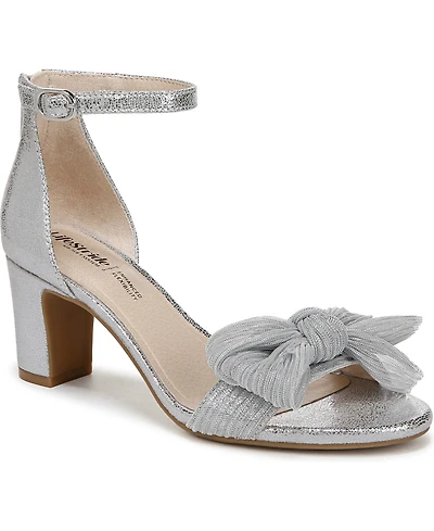 LifeStride Women's Florence-Bow Two Piece Block Heel Ankle Strap Sandals