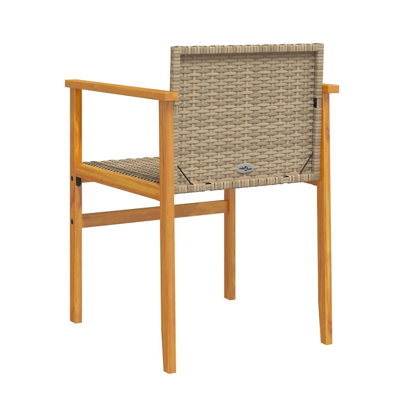 Patio Chairs 2 pcs Beige Poly Rattan&Solid Wood