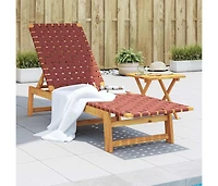 Sun Lounger Red Solid Wood Acacia and Fabric