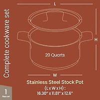 Bakken-Swiss 20-Quart Brushed Stainless Steel Stockpot with Lid – Heavy-Duty Induction Pot with Riveted Handles – Ideal for Soup, Seafoo