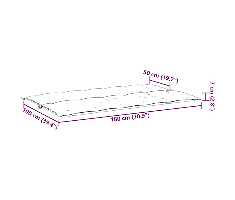 Garden Bench Cushion 70.9"x(19.7"+19.7")x2.8" Oxford Fabric