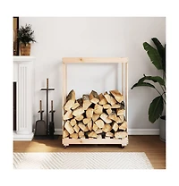 Log Holder with Wheels 30.1"x15.7"x42.5" Solid Wood Pine