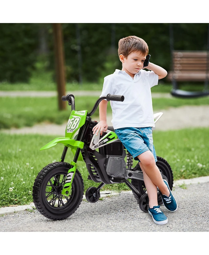 Qaba 12V Kids Motorcycle W/ Twist Grip Throttle, Rear Suspension