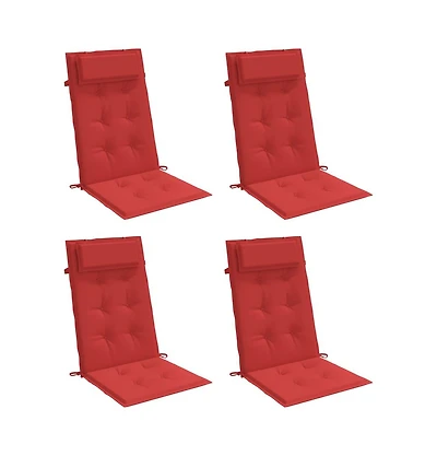 vidaXL Highback Chair Cushions 4 pcs Red Oxford Fabric