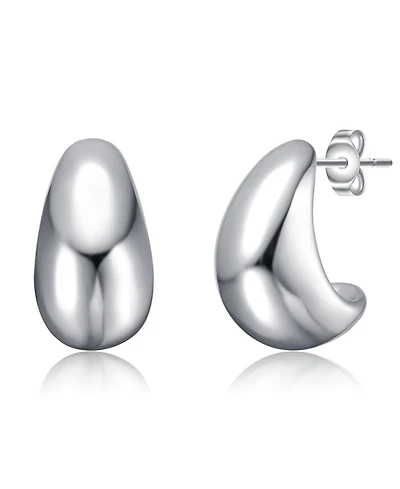 Sleek Teardrop Shapped Stud Earrings in White Gold Plated or 14K Gold Plated