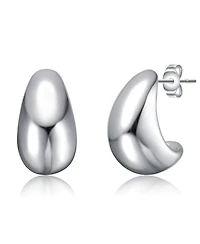 Sleek Teardrop Shapped Stud Earrings in White Gold Plated or 14K Gold Plated