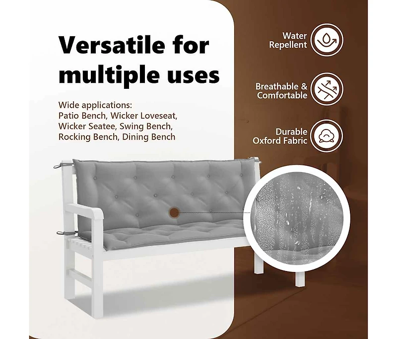 Garden Bench Cushion 59.1"x(19.7"+19.7")x2.8" Oxford Fabric